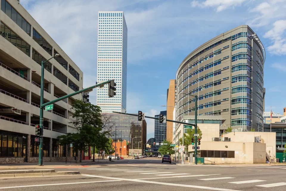Multistory parking garage in downtown Denver, Colorado.